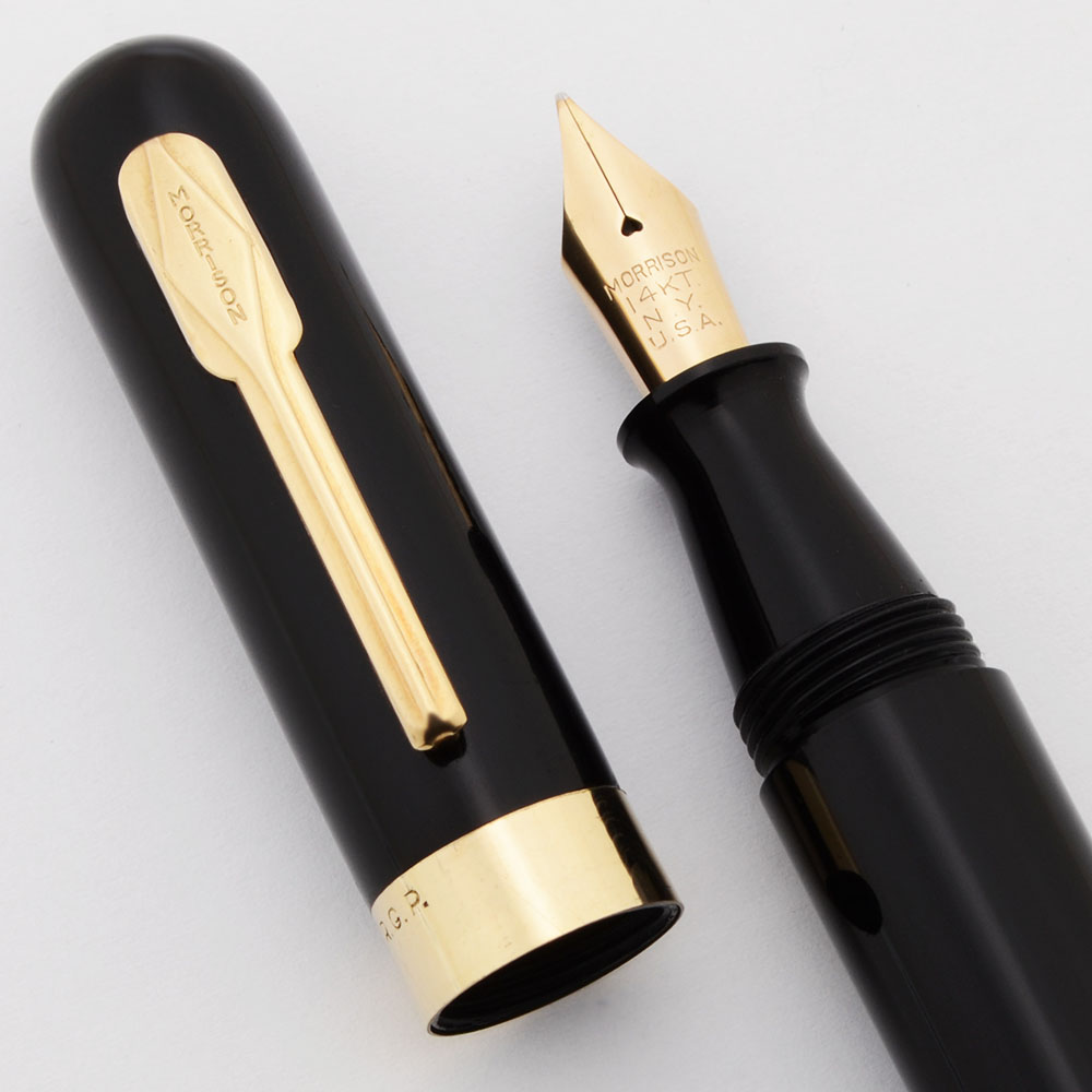ヴィンテージ MORRISON`S 万年筆 2本セット Morrison Pen Set - Black w/GP, Lever Filler, Fine Flexible 14k Nib